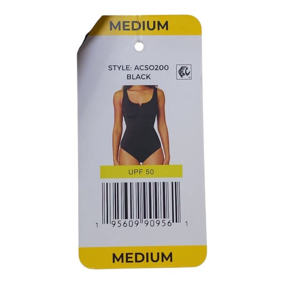 Anne Cole Black One-Piece Swimsuit Medium Adjustable Straps Keyhole Neckline - Picture 7 of 14